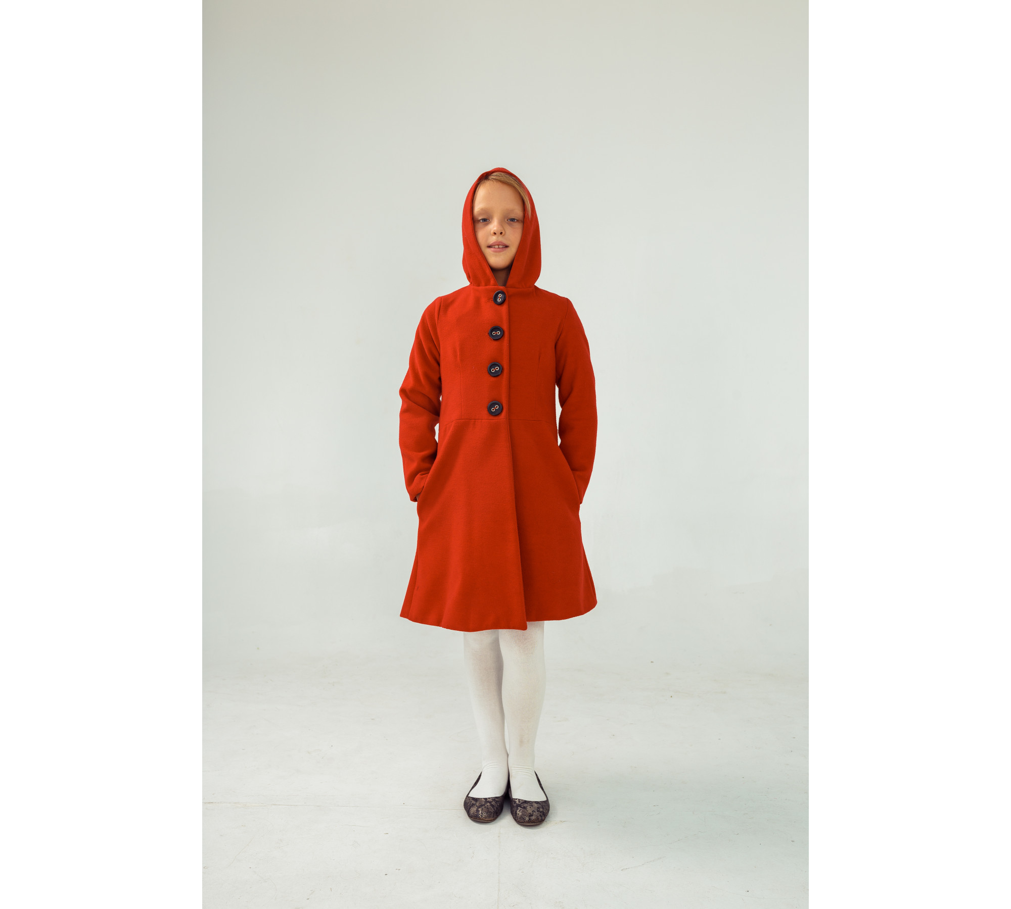 Red in Hood – Children's Red Hooded Coat