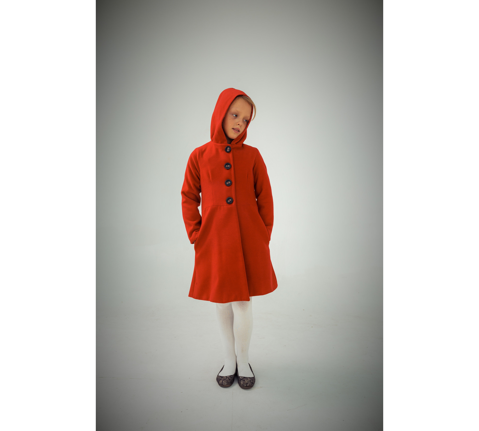 Red in Hood – Children's Red Hooded Coat